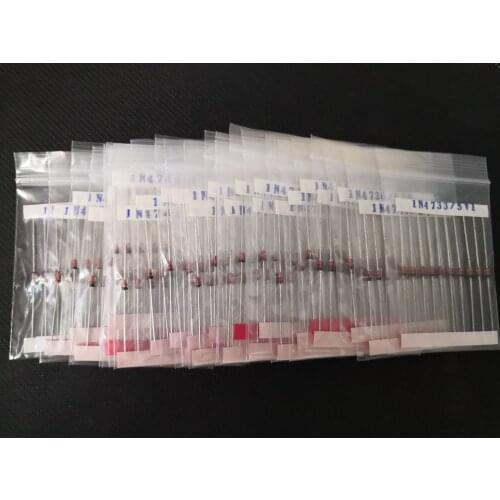 28Values*10pcs=280pcs 3.3V 3.6V 3.9V 4.3V 4.7V 5.1V 5.6V 6.2V 6.8V 7.5V 8.2V 9.1V 10V...47V 1W Zener Diode kit 1N/IN4742A Assort