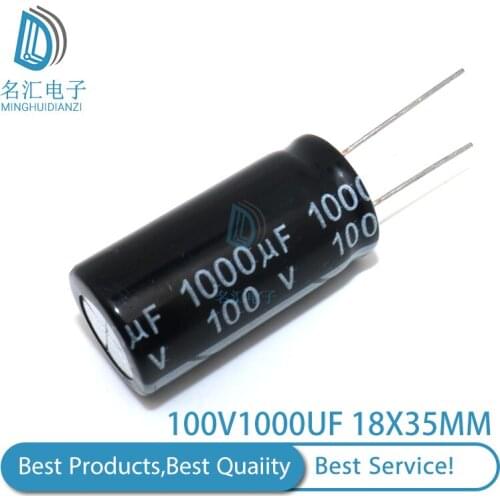 5PCS 100V1000UF 18X35mm 1000UF 100V 18x35 mm Aluminum Electrolytic Capacitor DIP