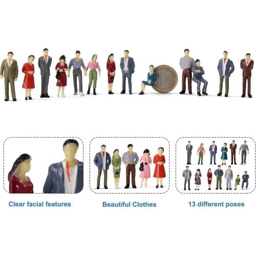 50pcs Model Railway O Scale Seated Stanidng Figures 1:48 Painted People Model Railway Layout P50 Railway Diorama