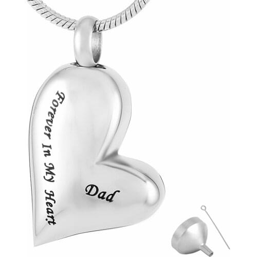 8032 Forever In Heart Dad Stainless Steel Cremation Jewelry Memorial Fathers Funeral Ashes Necklace