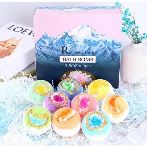 9PCS/Set Bath Bombs Gift Set, 100g Wonderful Effect Handmade Bath Bombs, Sea Salt Essential Oil for Valentine’s Day, Christmas
