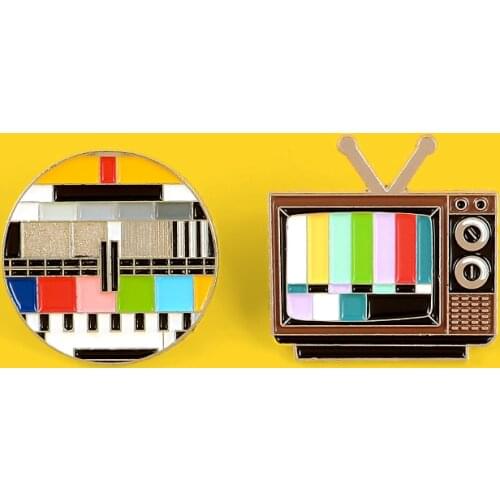 Round color garbled Pins Brooches for women Retro televisio badge cartoon enamel pin Backpack jackets hat lapel pin jewelry gift