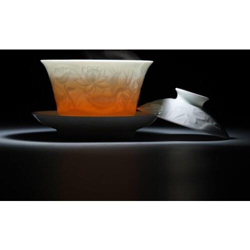 Restoring museum yipin violet shadow green tea sets tureen jingdezhen household sample tea cup kung fu tea set