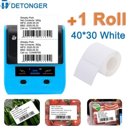 DETONGER 80mm Wide Format Sticker Label Maker Receipt Portable Bluetooth Barcode QR Code Food Price Tag Printer Machine
