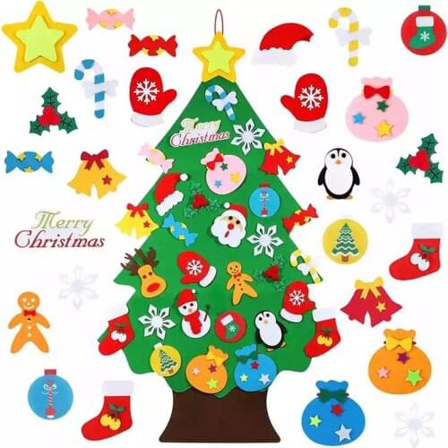 Kids DIY Felt Christmas Tree Ornaments For Home 2021 New Year Gifts Santa Claus Xmas Tree Natal