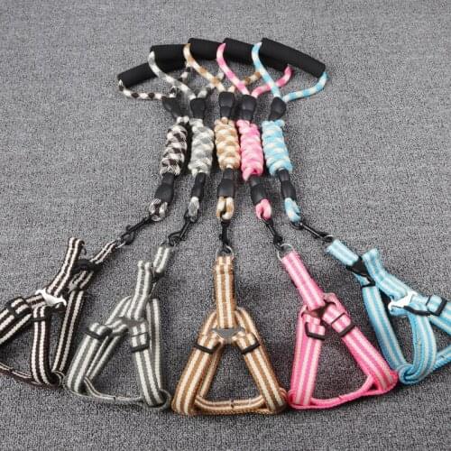 Leash and collars Cotton two-color round rope towing dog and cat rope pet supplies chest and back dog rope