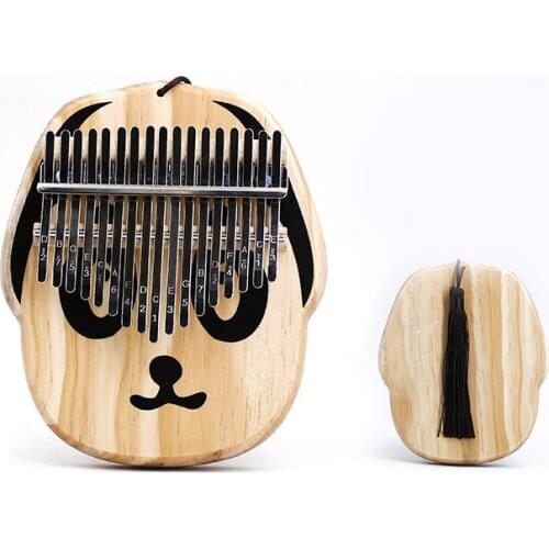 Kalimba 17-Key Thumb Piano Cartoon Dog Cat Panda Bear Pig Shaped Childrens Musical Instrument Wooden African Finger Piano