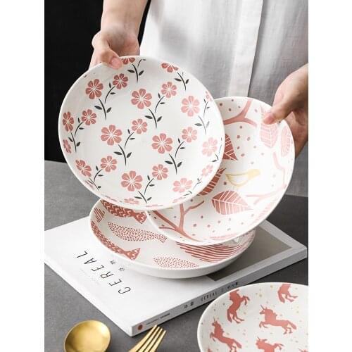 Nordic home dish 8 inch ceramic round deep dish ins creative 7 inch fried dish deep plate plate