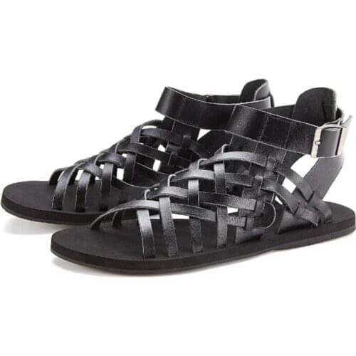 Handsome Mens Gladiator Sandalias Mujer Summer Beach Sandals for Men 2020 Mens Leather Sandal Shoes, Big Sizes EUR38-45