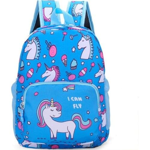 Cute Unicorn Printed Backpack Oxford Cloth Children Primary School Bag Backpack Kids Cartoon Unicorn Sequin Double Shoulder Bag