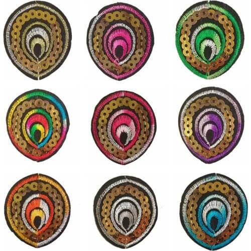 Fashion Sequins Peacock Feathers Embroidery Stickers Dance Clothes Iron-on Coat Weater Patches Fine Wedding Dress Accessories