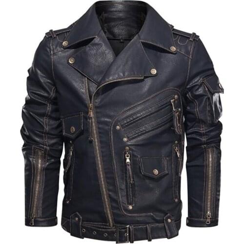 Mountainskin Winter Mens Leather Jacket Men Fashion Motorcycle PU Leather Jacket Cool Zipper Pockets Leather Coats EU Size
