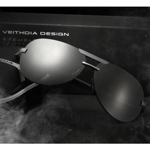 VEITHDIA Aluminum Magnesium Rimless Mens Sunglasses Polarized UV400 Lens Sun Glasses Male Eyewears Accessories For Men 6500