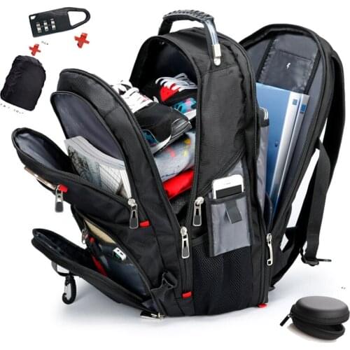 Men Laptop 15.6" Backpack External USB Charge Swiss Computer Backpacks Anti-theft Backpack Waterproof Bags with 3 Gifts