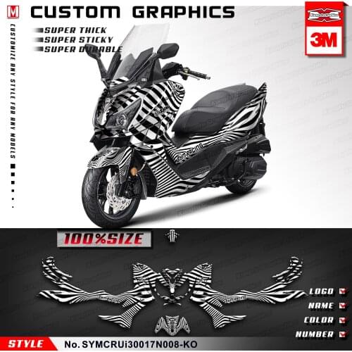 KUNGFU GRAPHICS Black and White Sticker Kit Vinyl Decals for SYM Cruisym 300 2017 2018 2019 2020, Customizable
