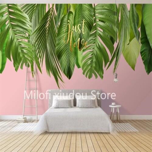 Custom 3D Wallpaper Mural Nordic Modern Art Pure Fresh Green Plants Green Leaves Living Room Background Wall Decoration Wallpape