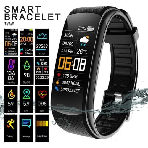 Newest C6T Smart Watch Sleep Exercise Step Tracker Body Temperature Measurement Bracelet High Quality Blood Pressure Monitoring