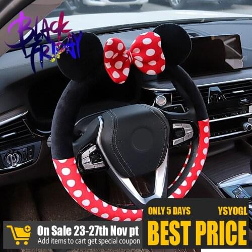 New Cute Cartoon Steering Wheel Cover for Girls Women Plush 14 Colors Car Accessories Steering Wheel Cover Creativity Universal