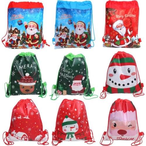 New Santa Claus Drawstring Big Backpack Kids New Year Banquet Stockings Gifts Holders Bag Christmas Gift Candy Bag Storage Bag