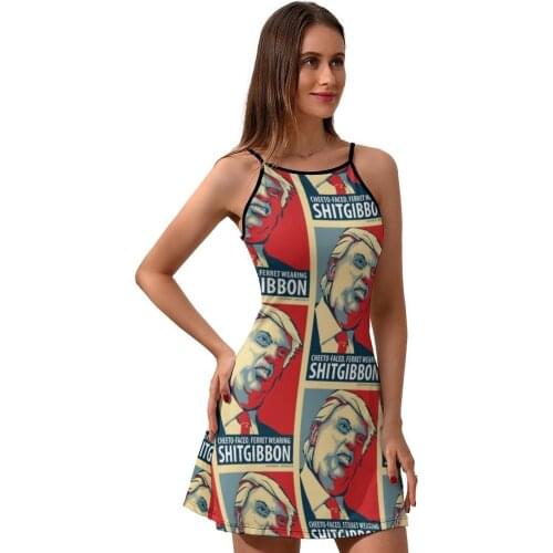 Swag Dress Suspender Spring Curvy Dresses Cute Female Spandex Printed One-Piece Dress