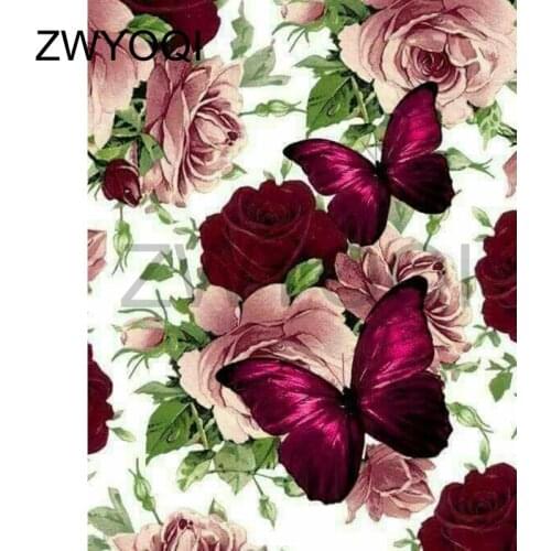 Full Square Diamond embroidery Rose butterfly Full Round Diamond mosaic Rose butterfly 5DDIY Diamond painting Cross stitch peony