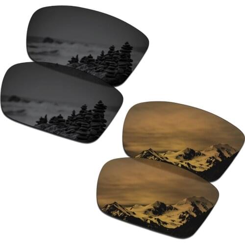 SmartVLT 2 Pairs Polarized Sunglasses Replacement Lenses for Oakley Conductor 6 Stealth Black and Bronze Gold