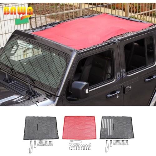 BAWA Sunshade Mesh Shade Top Cover Anti UV Sun Protection Top Full Length Cover Accessories for Jeep Wrangler JL 2018