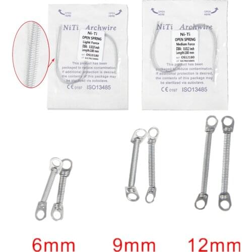 5/10 Packs Dental Orthodontic Archwire Niti Alloy Material Close Open Spring Light Medium size 6/9/12mm Length