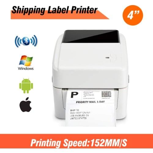 XP420B 4 inch Thermal Shipping Label Printer Self-adhesive Sticker USB Bluetooth Printer 152mm/s 203 DPI for iSO Android MAC