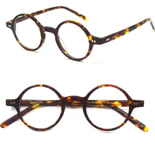 Vintage Small Round Tortoise Full Rim Acetate Eyeglass Frames Men Women Unisex Hand Made B007