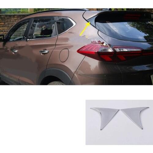 Car Body Chrome ABS Rear Tail Spoiler Side Triangle Molding Window Bezel Trim Sticks 2pcs For Hyundai Tucson 2019 2020