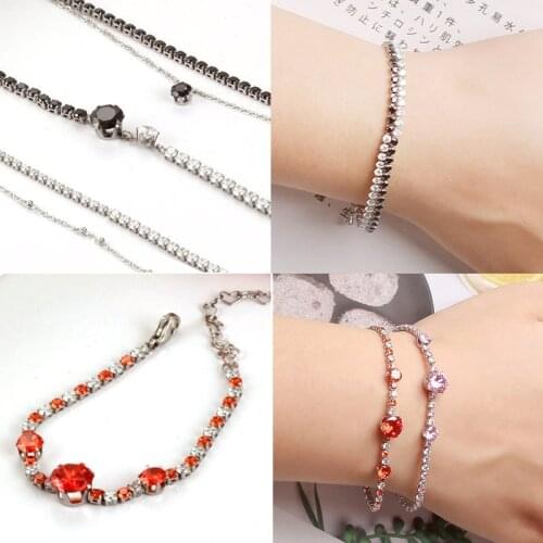 2020 New Crystal Fashion Jewelry Series Cubic Zirconia Adjustable Bracelet Bangles Women Stainless Steel Charms Accessories Gift