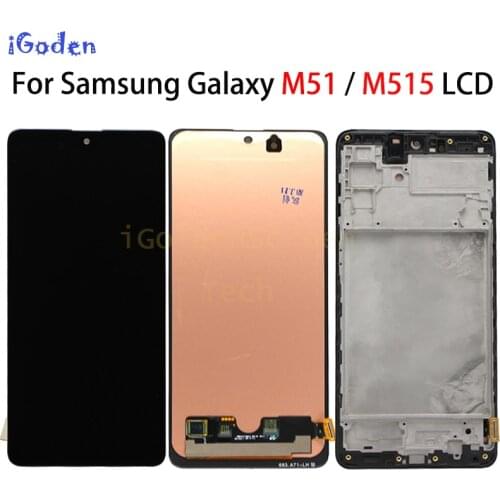 OLED For Samsung Galaxy M51 M515F LCD Touch Panel Screen Digitizer Assembly For Samsung M51 M515 LCD Display With Frame