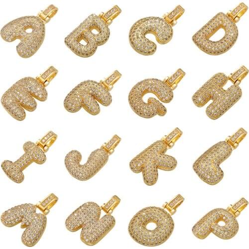 Gold Color Full Crystal 26 A-Z Letter Pendant Charms for Women Men Necklace jewelry Making Accessories