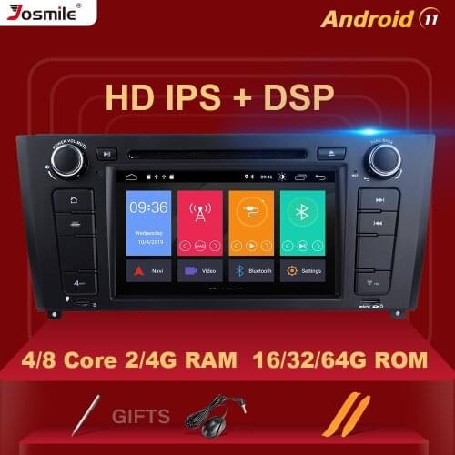 Josmile 1 Din Android 11 AutoRadio For BMW E87 1 Series E88 E82 E81 I20 D Multimedia Audio GPS Navigation DVD4G Wifi DAB+ CDDSP