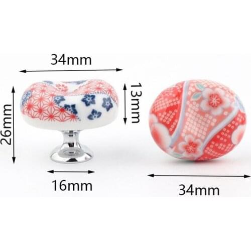 1Pc Japanese Style Broad Bean Shape Ceramic Handle Color Hand-painted Small Knob Single Hole Furniture Door Handles