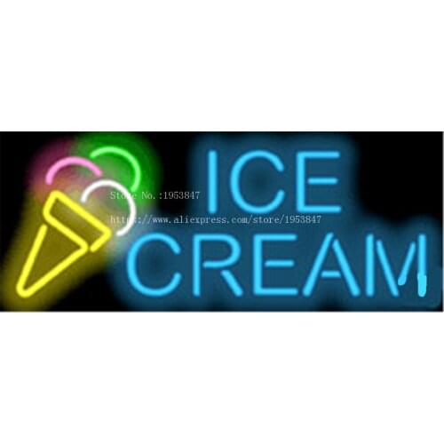 17*14" Ice Cream NEON SIGN REAL GLASS BEER BAR PUB LIGHT SIGNS store display Restaurant Shop occasional Advertising Lights