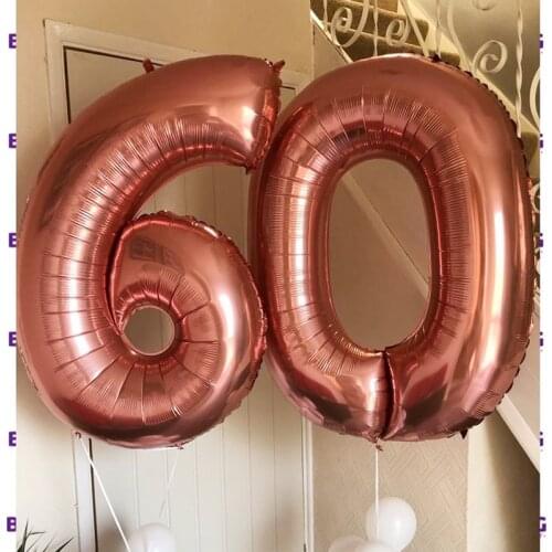 2pcs 32 Or 40 inch Happy 60 Birthday Foil Balloons pink blue gold number 60th Years Old Party Decorations Man Boy Girl Supplies