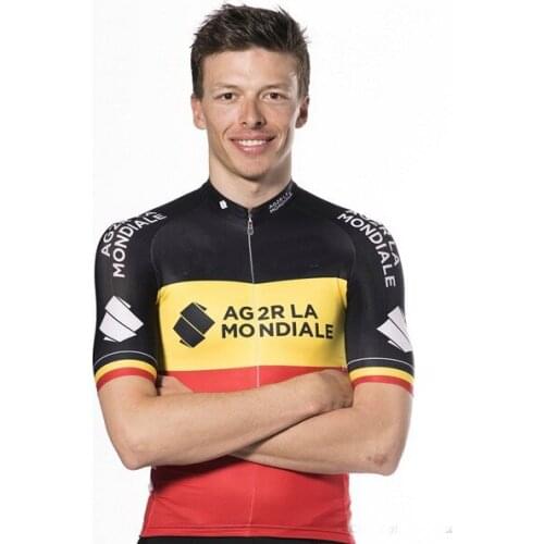 2018 Ag2r Team BELGIUM CHAMPION Mens Only Cycling Jersey Short Sleeve Bicycle Clothing Quick-Dry Riding Bike Ropa Ciclismo