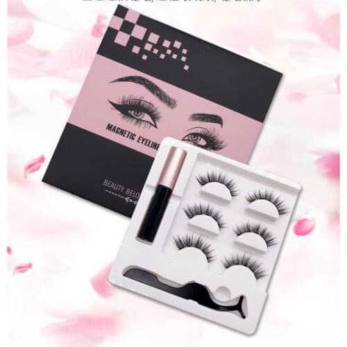 3 Pairs/set Magnetic Eyelashes 3D Self-adhesive False Mink Eyelash Set Waterproof Magnetic Eyeliner&Tweezer Set magneticas