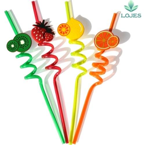 4pcs/lot Drinking Straws Plastic Colorful Drinking Straw Crazy Curly Loop Milk Tea Wedding Birthday Party Supplies