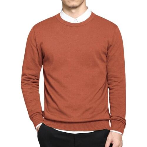 8Colors 5XL Men Sweaters Pullover Spring Cotton O-Neck Solid Slim Sweater Jumpers Autumn Male Knitwear Man Plus Size Simple Type