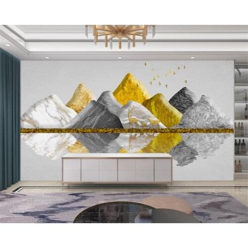Beibehang Customized modern light luxury mountain elk atmospheric stereo TV background golden tree wallpaper papier peint