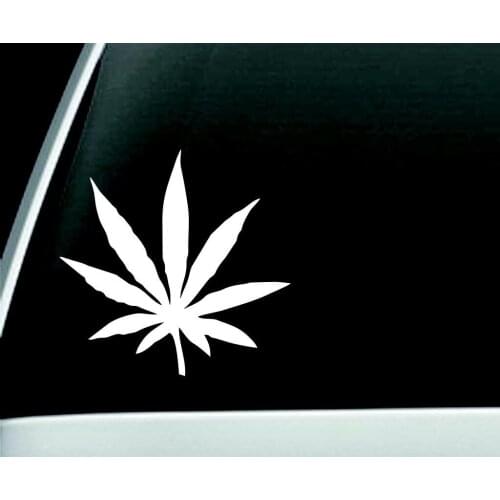 White Pot Leaf Decals Window Weed Rasta Stickers 14cm