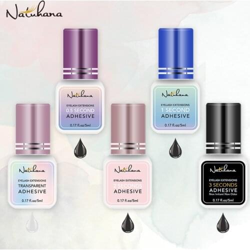 NATUHANA 5ml 1 Second Fast Drying Strong False Eye Lash Extension Glue Adhesive Retention 5-7 Weeks Low Smell Mink Eyelash Glue