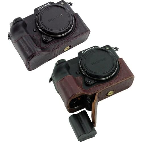 FUJI GFX100S Case Real Genuine Leather Camera Case Bag half Body For Fujifilm GFX100S With Battery Opening