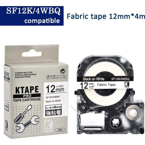 CIDY 10Pcs for Epson LTC12-8 SF12K 12mm*4m black on white iron-on fabric tape for Epson label printer LW300 LW400 LW-700P