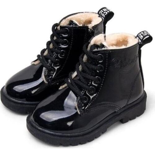 Kids Shoes Rubber Boots Children Patent Leather Botas Boys Girls Waterproof Plush Snow Boots Toddler Sneakers Boots