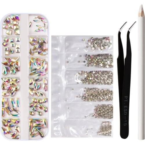 Nail Art Rhinestones Glitters Gem Beads Diamond Glass Tips Decors Crafts