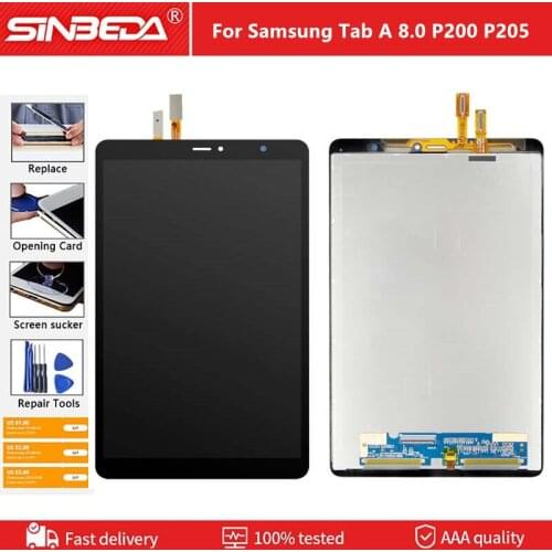 For Samsung Tab A 8.0 2019 SM-P200 SM-P205 P200 P205 LCD Display Monitor Touch Screen Digitizer Panel Glass